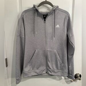 Adidas Heather Gray Full-Zip Hoodie